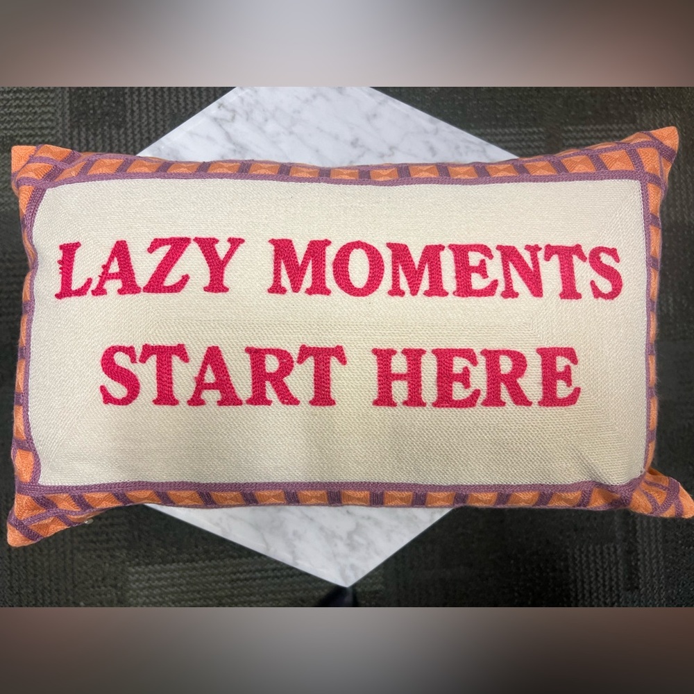 La-Z Boy Lazy Moments Start Here Cross-stitch Accent Pillow